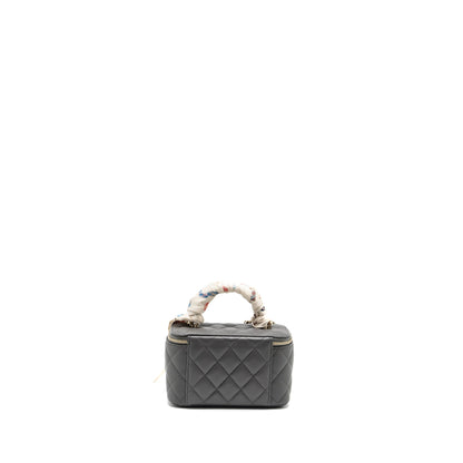 Chanel long vanity case lambskin grey L (microchip)