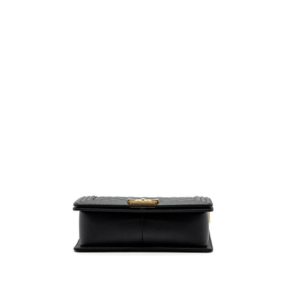 Chanel medium boy bag caviar black brushed  (microchip )