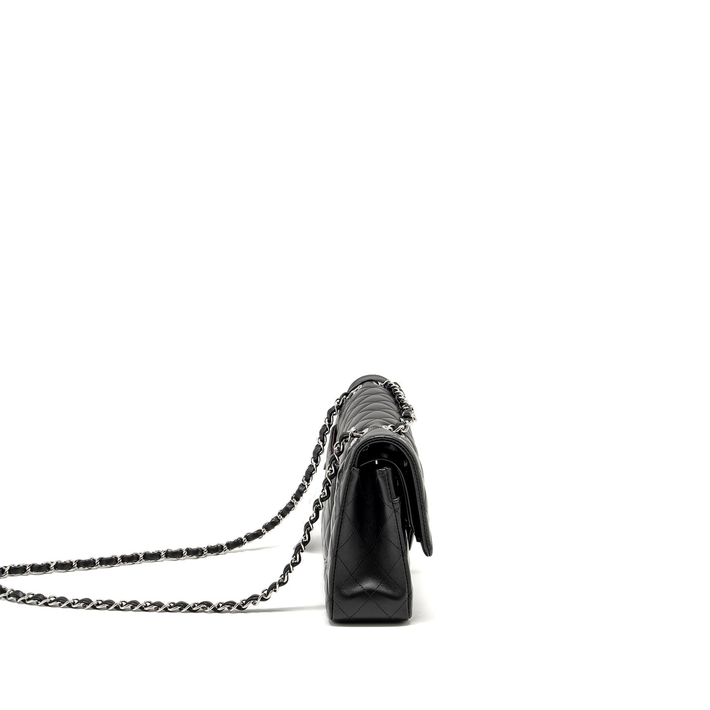 Chanel Medium Classic Double Flap Bag Lambskin Black  (Microchip)
