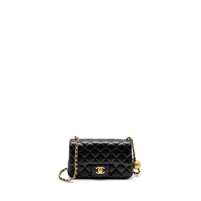 Chanel 24k Pearl Crush Mini Rectangular Flap Bag Shiny Lambskin Black  (microchip)