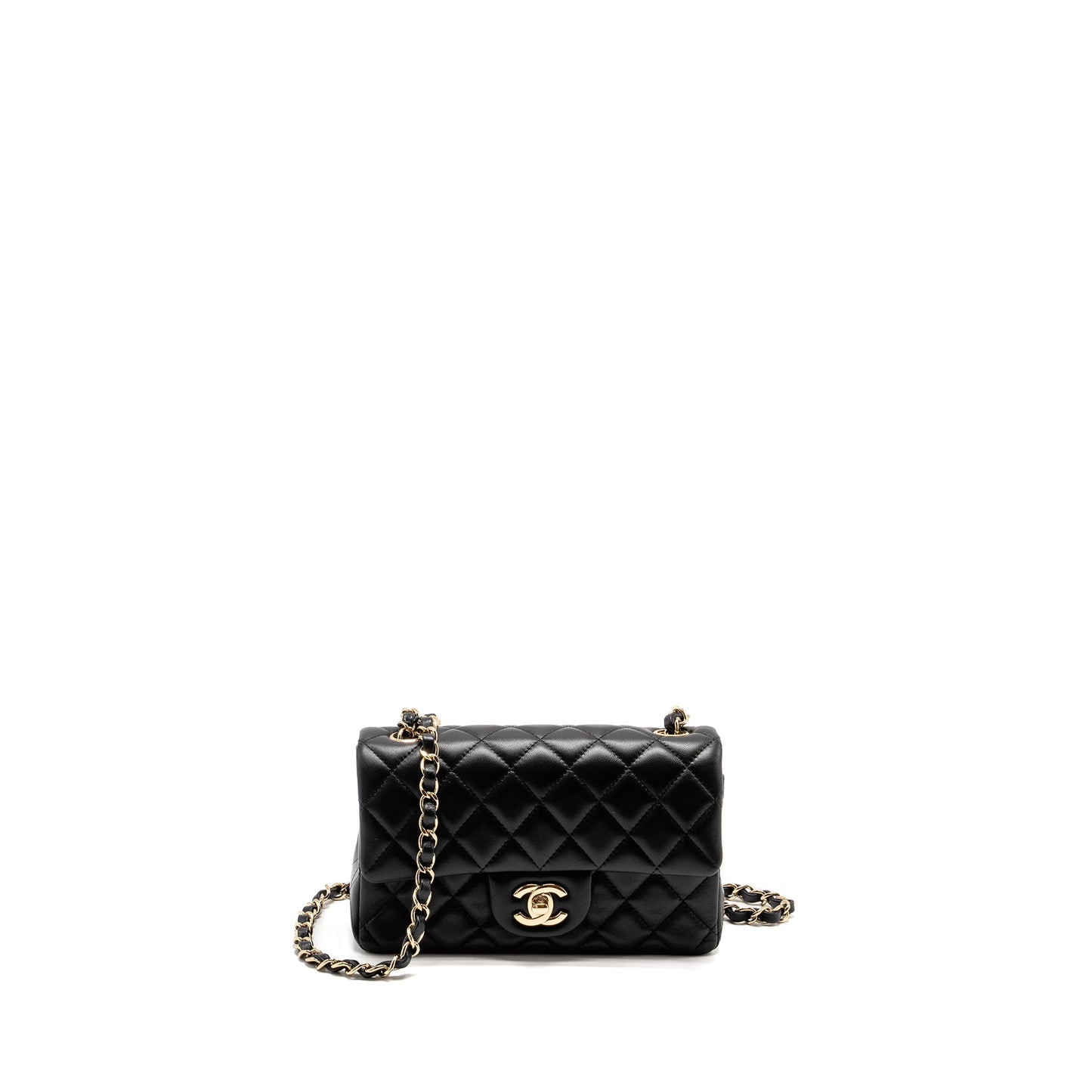 Chanel Mini Rectangular Flap Bag Lambskin Black L (Microchip)
