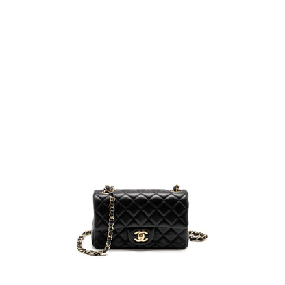 Chanel Mini Rectangular Flap Bag Lambskin Black L (Microchip)