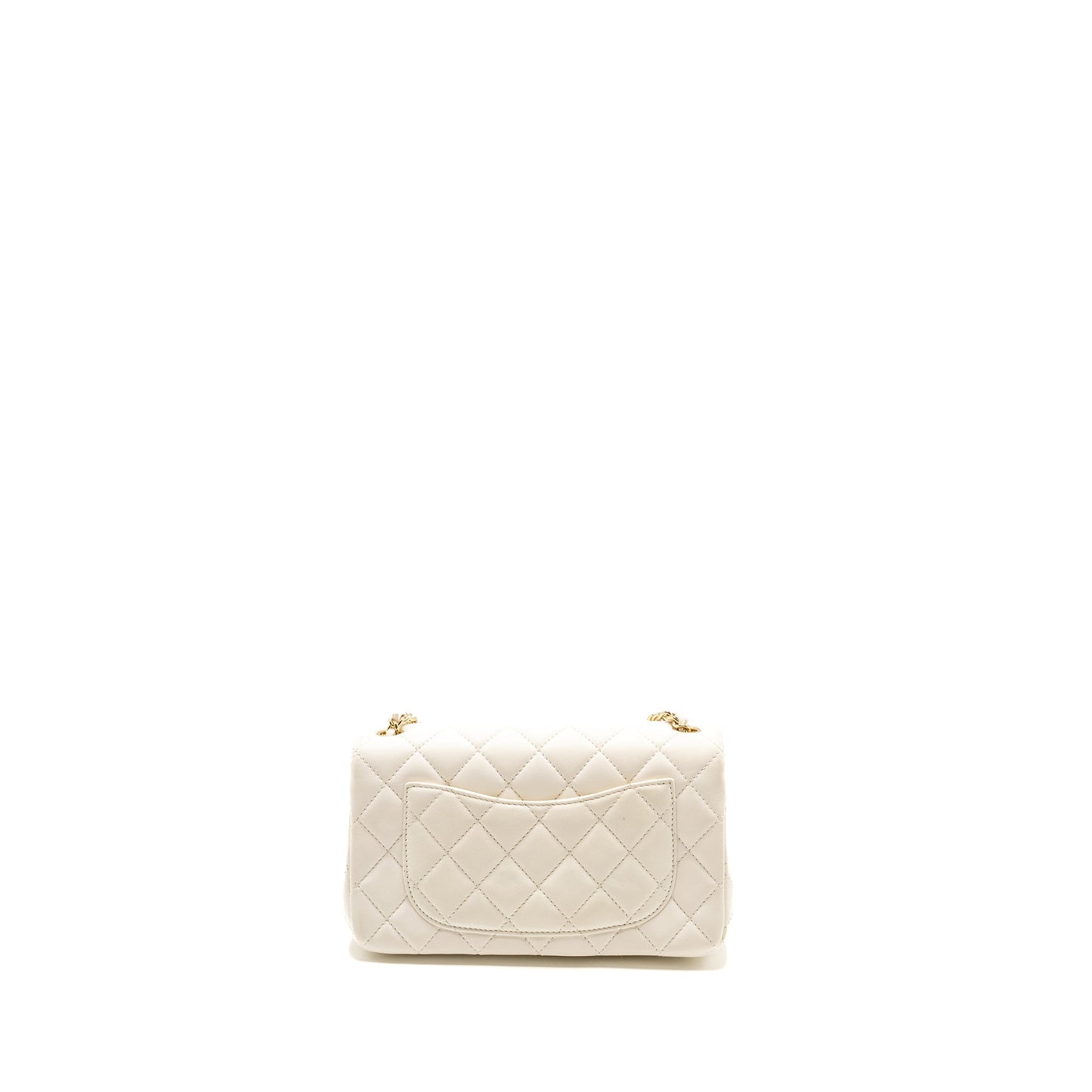 Chanel 23C Pearl Crush Mini Rectangular Flap Bag Lambskin White L (Microchip)