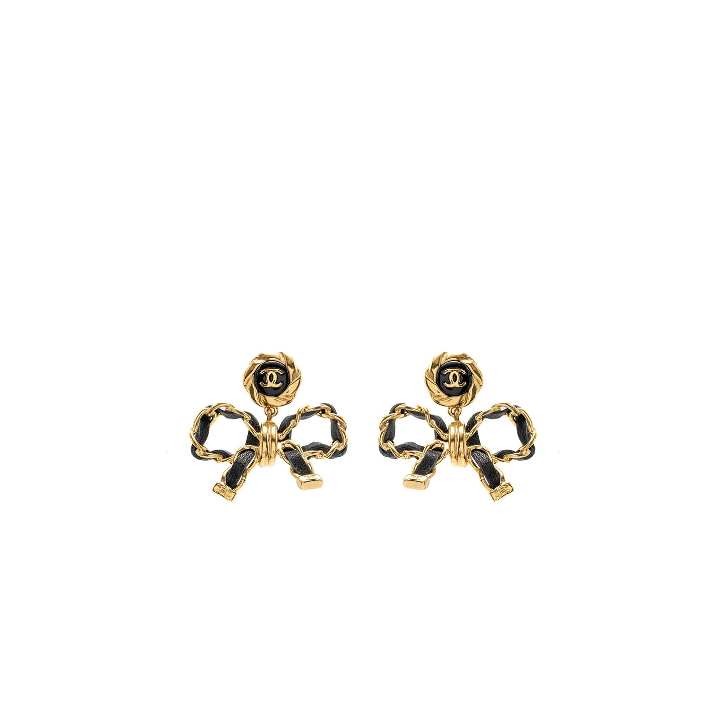 Chanel CC Logo  Bow Drop Earrings Large Model L
