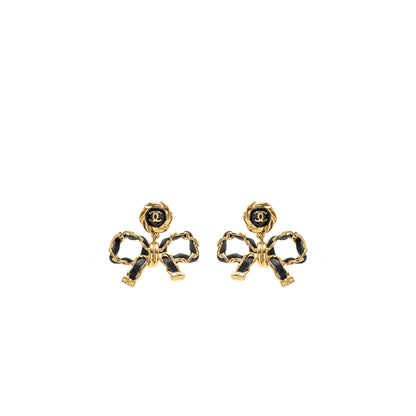 Chanel CC Logo  Bow Drop Earrings Large Model L