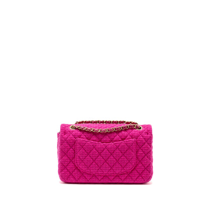 Chanel Medium Classic Double Flap Bag Tweed Pink L (Microchip)