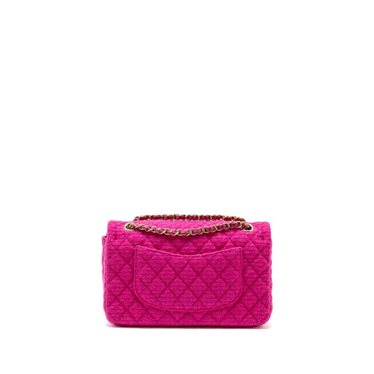 Chanel Medium Classic Double Flap Bag Tweed Pink L (Microchip)
