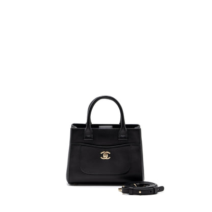 Chanel top handle small tote bag grained calfskin black L
