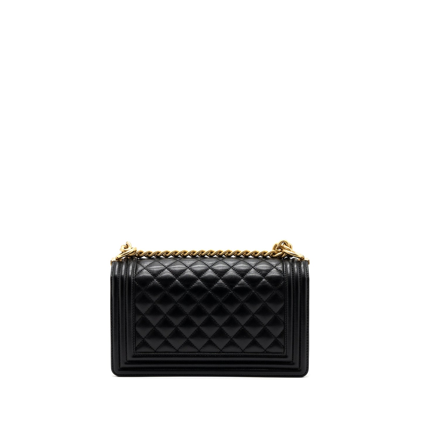 Chanel Medium Classic Boy Bag Caviar Black  (microchip)