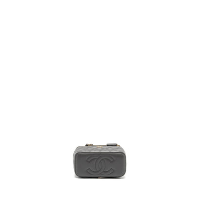Chanel long vanity case lambskin grey L (microchip)
