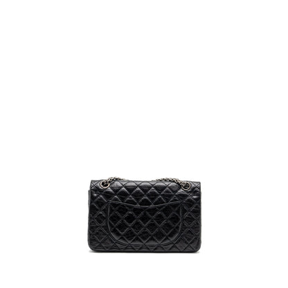 Chanel small 2.55 reissue flap bag aged calfskin black ruthenium hardware