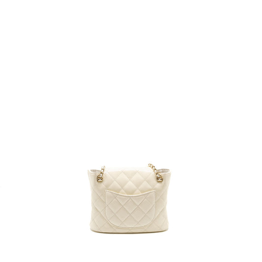 CHANEL Seasonal Square Flap Bag With Chain Patent White L (Microchip)