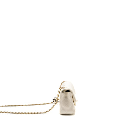 Chanel 23C Pearl Crush Mini Rectangular Flap Bag Lambskin White L (Microchip)