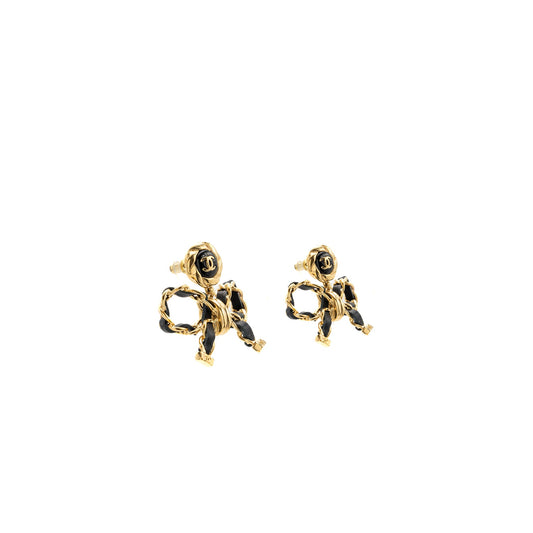 Chanel CC Logo  Bow Drop Earrings Large Model L