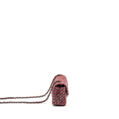 Chanel Mini Rectangular Flap Bag Tweed Multicolour Ruthenium Hardware(Microchip)