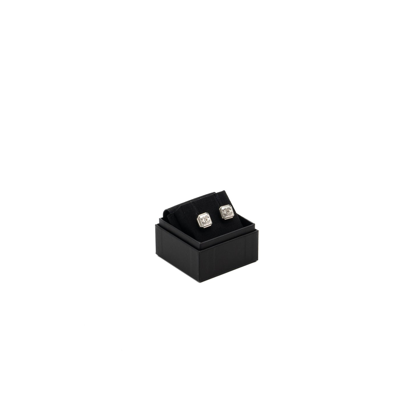 Chanel Square CC Logo Earrings Crystal