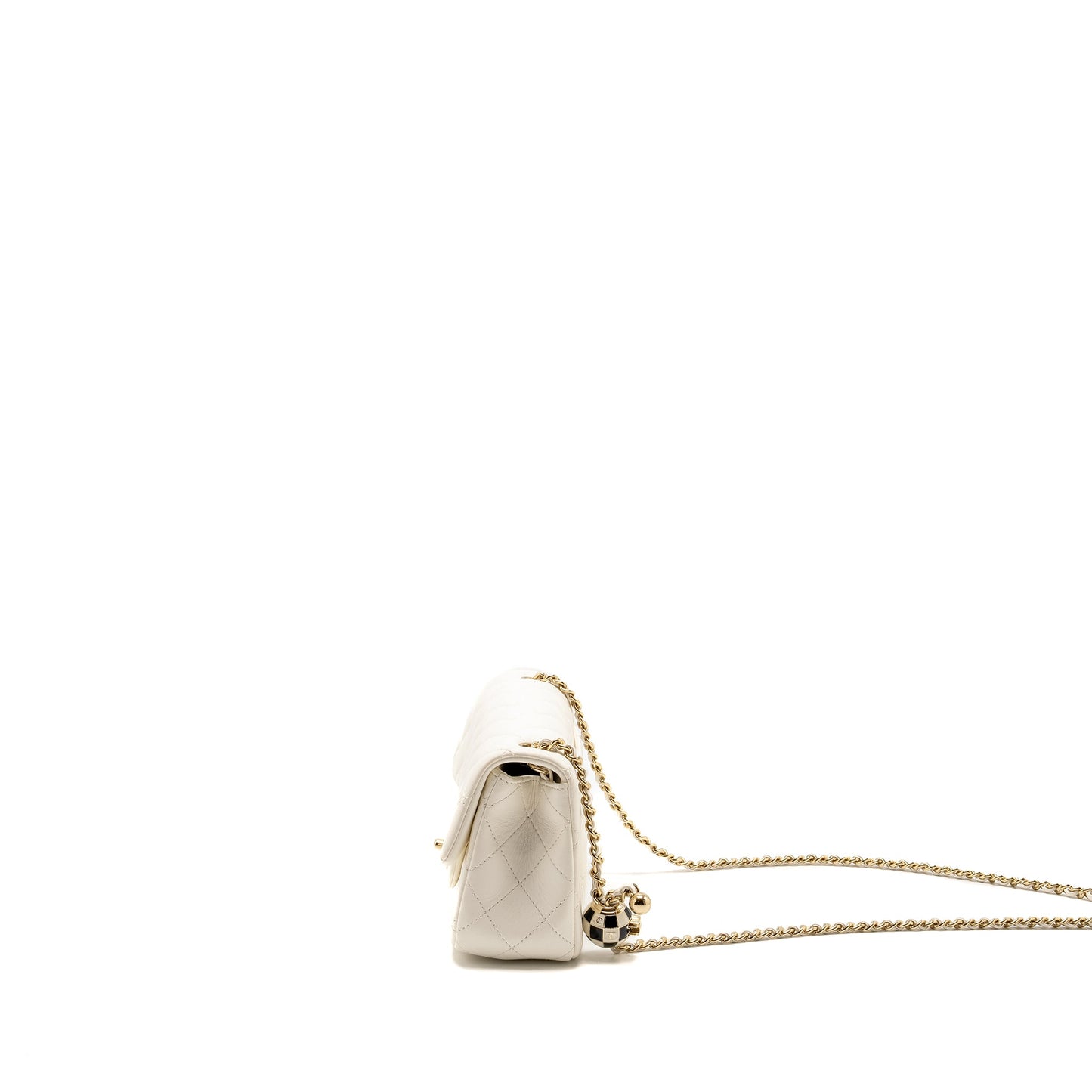 Chanel 23C Pearl Crush Mini Rectangular Flap Bag Lambskin White L (Microchip)