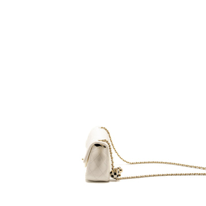 Chanel 23C Pearl Crush Mini Rectangular Flap Bag Lambskin White L (Microchip)