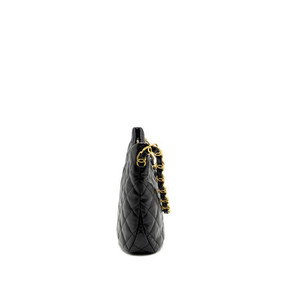Chanel 22K Hobo Shoulder Bag Lambskin Black  (Microchip)