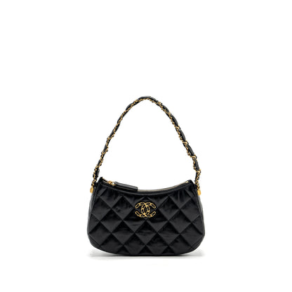 Chanel 23k Hobo Shoulder Bag Calfskin Black  (microchip)