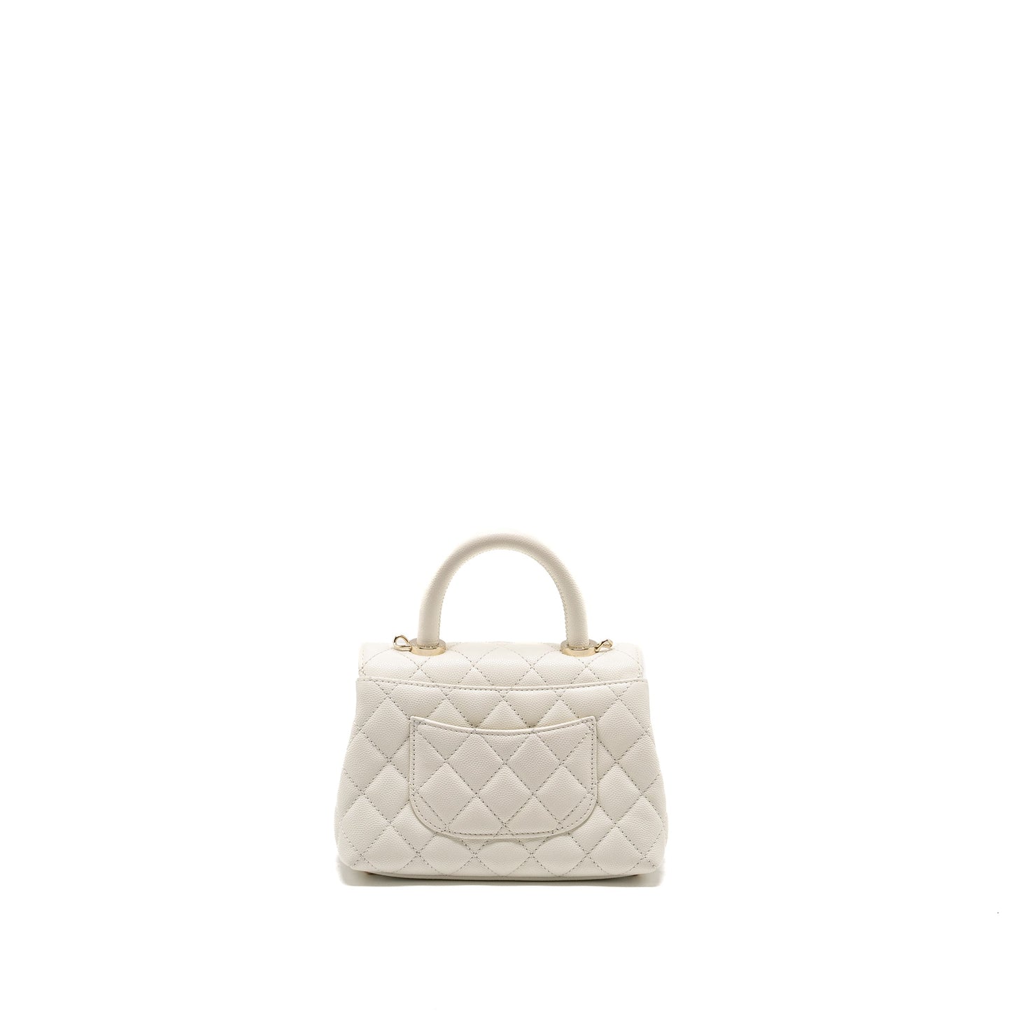 Chanel Mini Coco Handle Caviar White L (Microchip)