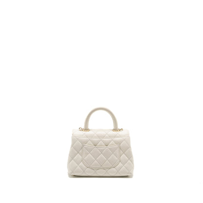 Chanel Mini Coco Handle Caviar White L (Microchip)