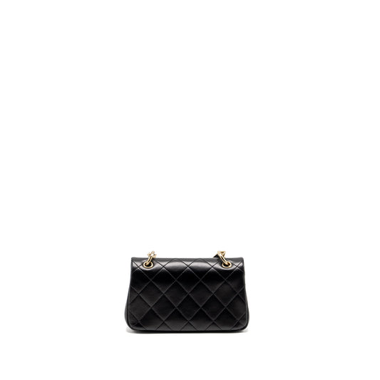 CHANEL Enamel CC Logo Quilted Rectangular Flap Bag Lambskin Black L