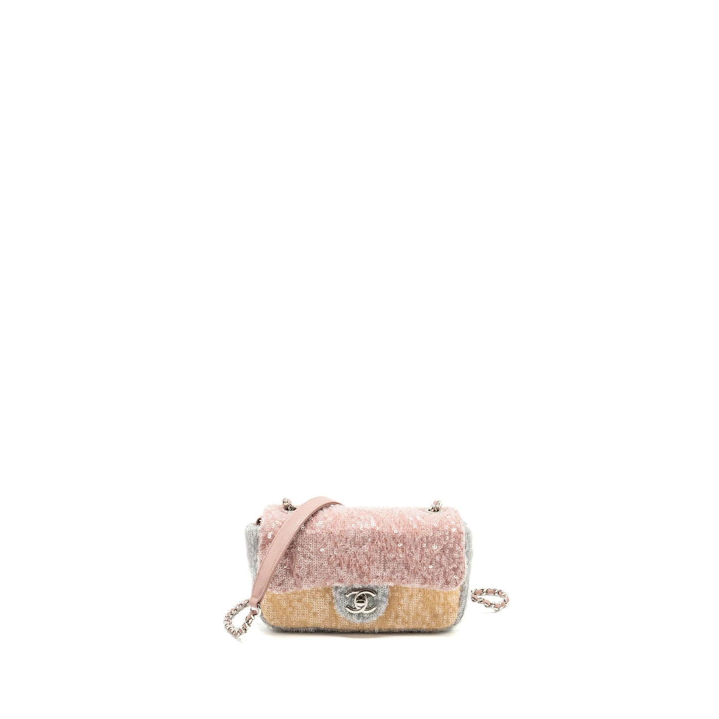 Chanel 18S Mini Waterfall Flap Bag Sequin Pink/Blue/Yellow