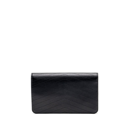 Chanel Voyage Chevron Clutch Calfskin Black