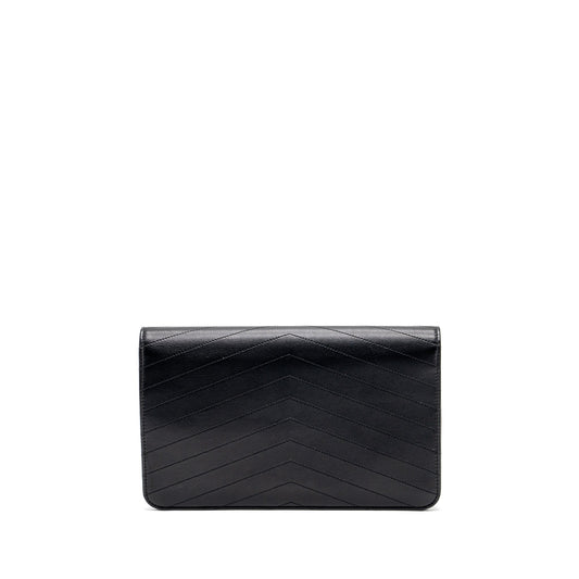 Chanel Voyage Chevron Clutch Calfskin Black