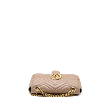 Gucci Small GG Marmont Bag Calfskin Beige Brushed