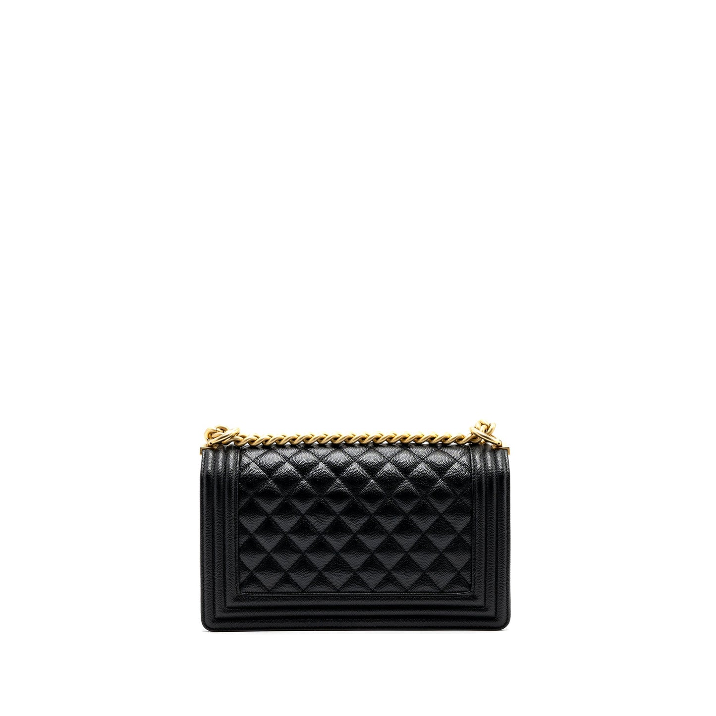Chanel medium boy bag caviar black brushed  (microchip )