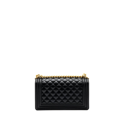 Chanel medium boy bag caviar black brushed  (microchip )