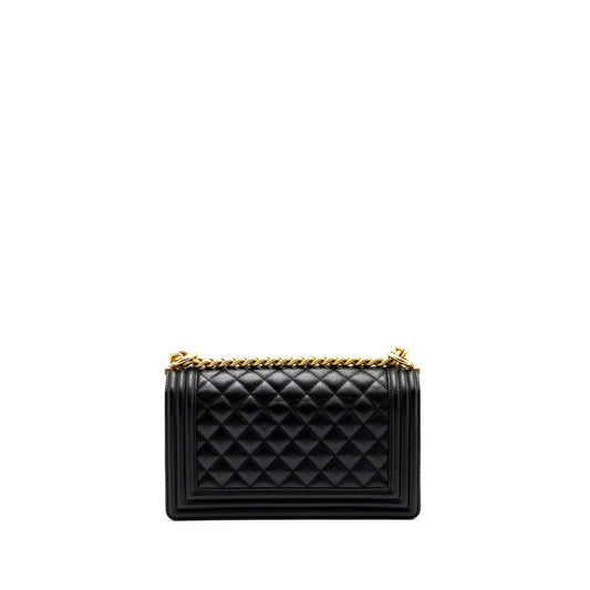 Chanel medium boy bag caviar black brushed  (microchip )