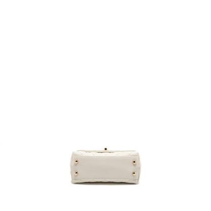 Chanel Mini Coco Handle Caviar White L (Microchip)