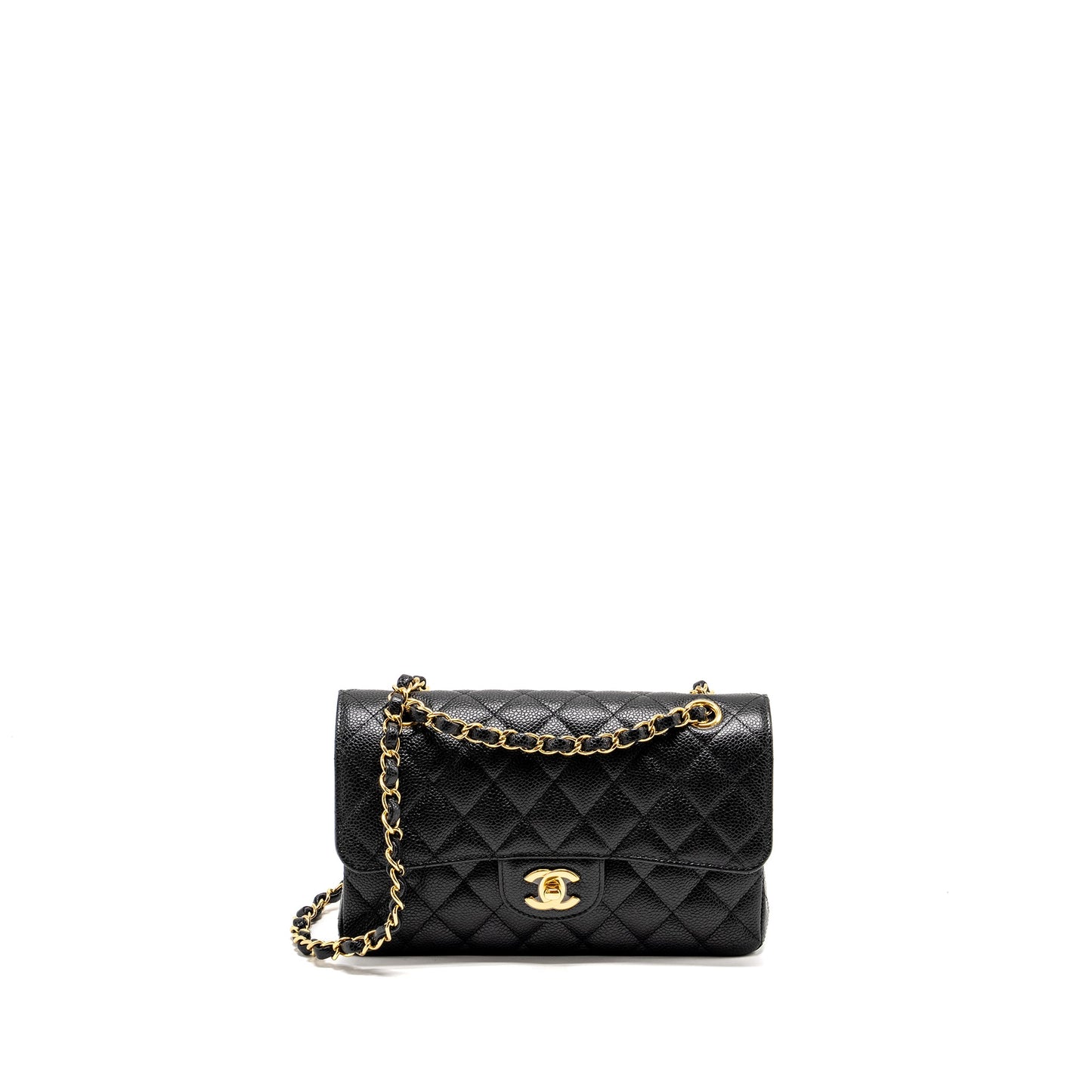 Chanel Small Classic Double Flap Bag Caviar Black  (microchip)