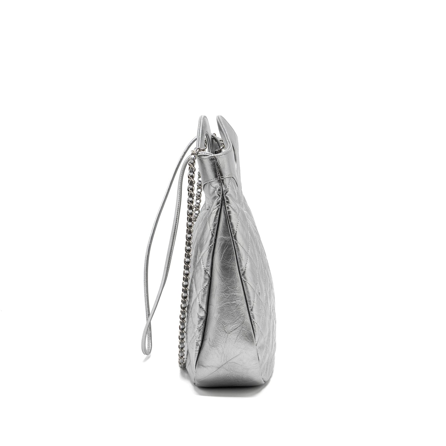 Chanel 31 BAG Quilted Crumpled Calfskin Metallic Silver