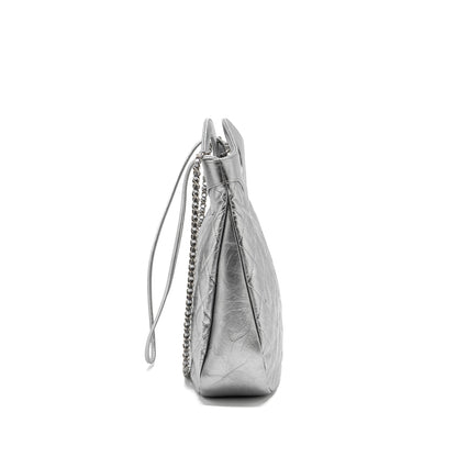 Chanel 31 BAG Quilted Crumpled Calfskin Metallic Silver