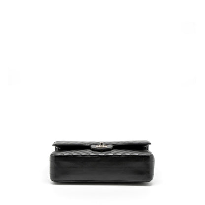 Chanel Medium Classic Double Flap Bag Chevron Caviar Black