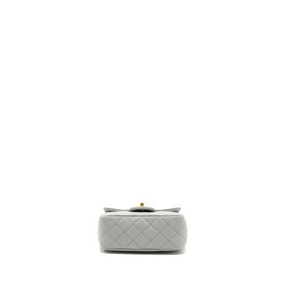 Chanel 23C pearl crush mini square flap bag lambskin grey  (microchip)