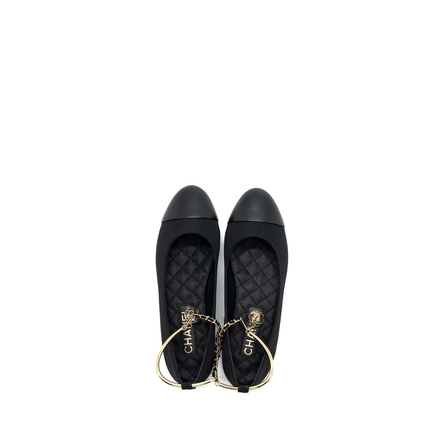 Chanel Size 37 Ballerinas Shoes Canvas/Leather Black L