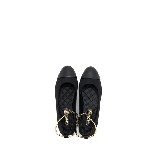 Chanel Size 37 Ballerinas Shoes Canvas/Leather Black L