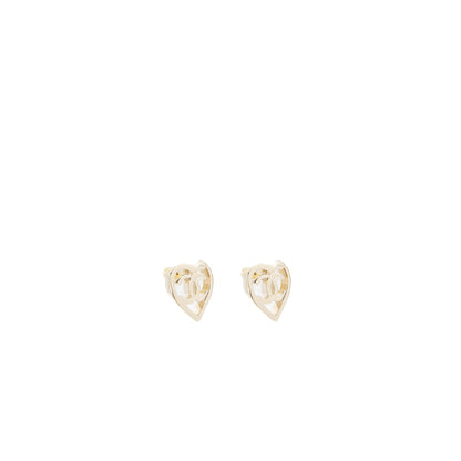 Chanel heart and CC logo earrings light gold tone
