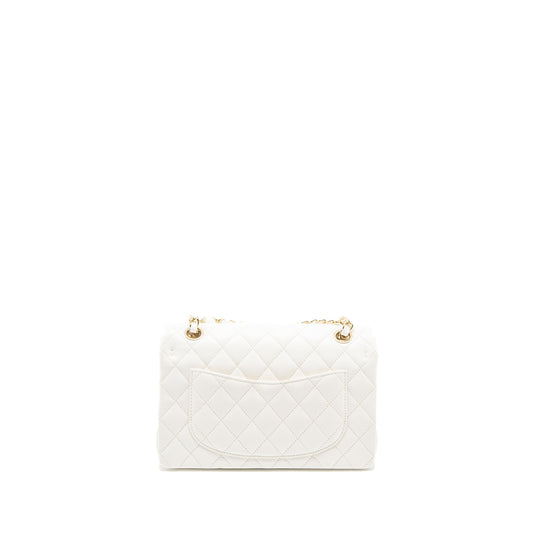 Chanel Small Classic Double Flap Bag Caviar White L (Microchip)