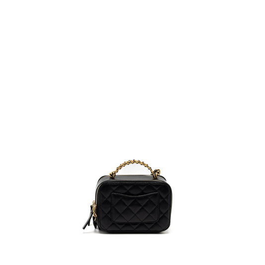 Chanel 22S Letter Top Handle Small Vanity Case Caviar Black Brushed  (Microchip)