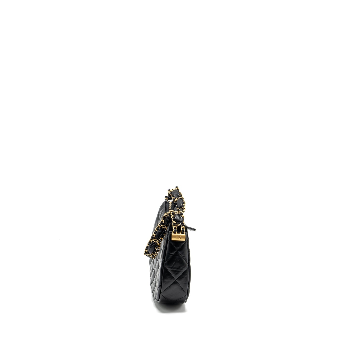 Chanel 23k Hobo Shoulder Bag Calfskin Black  (microchip)