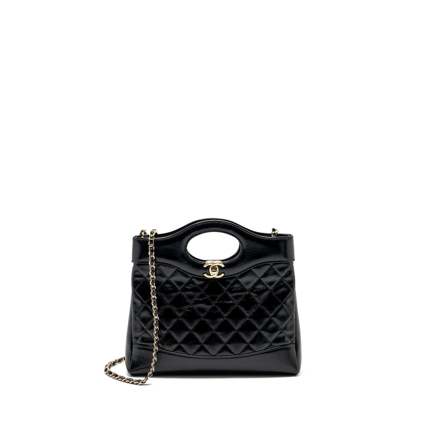 Chanel mini 31 bag shiny calfskin black L (microchip)
