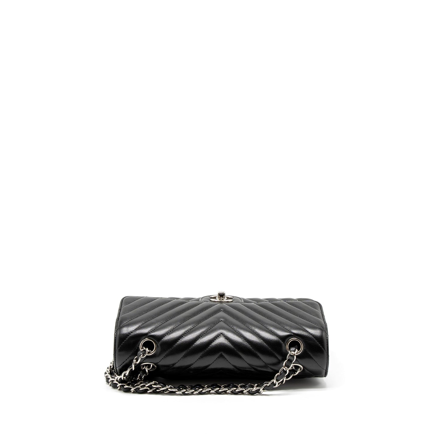 Chanel Medium Classic Double Flap Bag Chevron Caviar Black