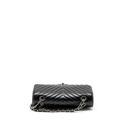 Chanel Medium Classic Double Flap Bag Chevron Caviar Black