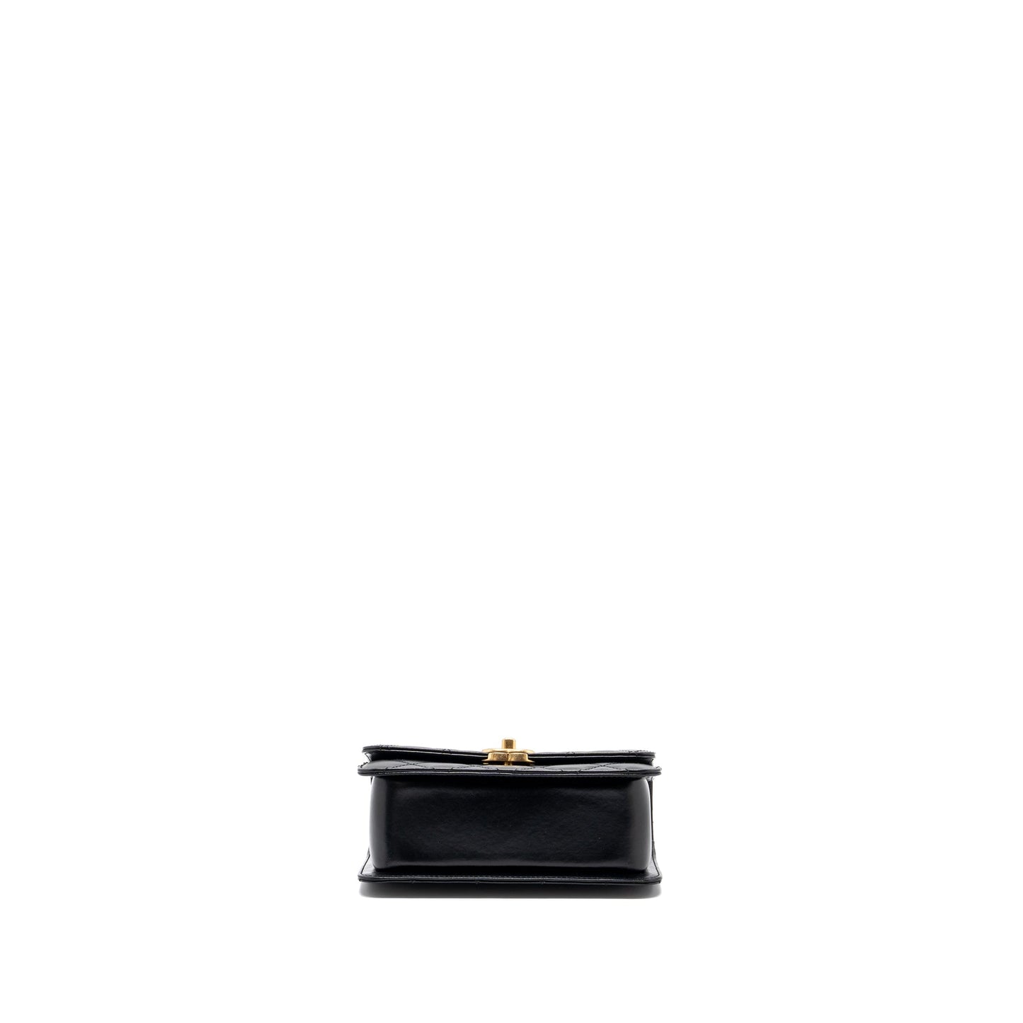 Chanel 24C gold crush mini flap bag calfskin black   (microchip)